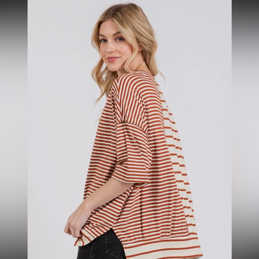 Boho Color Block Stripes Top - Picture 4 of 5